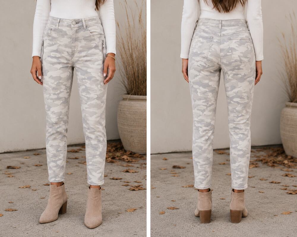 Democracy "Ab"solution Light Gray Camo Skinny Jeans Size 12